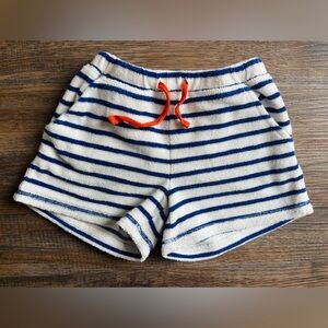 Mini Boden Blue White Striped Towelling Shorts Sapphire Blue / Vanilla Pod 4Y